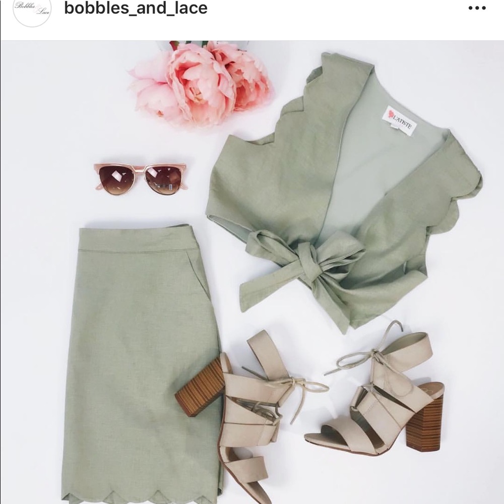 Green front tie crop top - Picture 5 of 5
